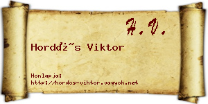Hordós Viktor névjegykártya